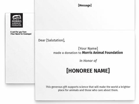 Image of inside of the Cat Photo Honor Card with placeholder text